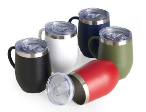 CANECA COM TAMPA E ALÇA INOX CUP 360 ML