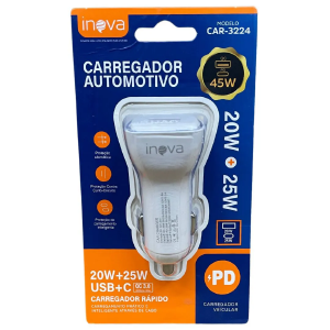 FONTE VEICULAR USB DUPLO INOVA CAR-3224