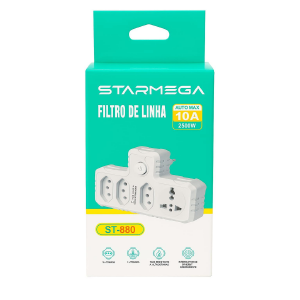 FILTRO DE LINHA STARMEGA 3 TOMADAS / 1 TOMADA PINO UNIVERSAL 10A ST-880