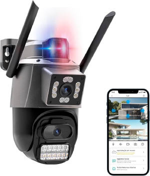 CAMERA IP EXTERNA COM 2 CAMERAS E SIRENE ICSEE