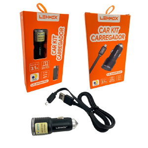 KIT CARREGADOR VEICULAR LEHMOX LE-505MICRO V8