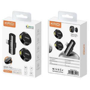 MICROFONE DE LAPELA C/ 2 MIC SEM FIO IPHONE KAIDI KMF4A (REDONDO)