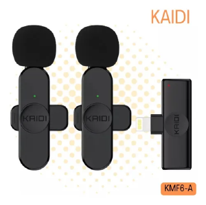 MICROFONE DE LAPELA C/ 2 MIC SEM FIO IPHONE KAIDI KMF6-A