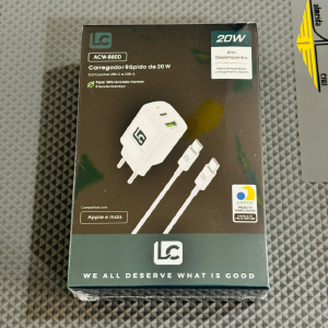 CARREGADOR LC 20W CAIXA PRETA TIPO-C P/ TIPO-C ACW-B80D