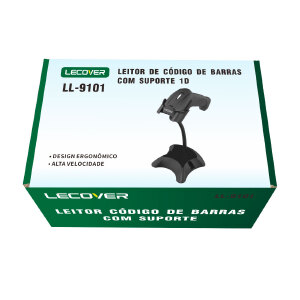 LEITOR DE CODIGO DE BARRAS COM SUPORTE LECOVER LL-9101
