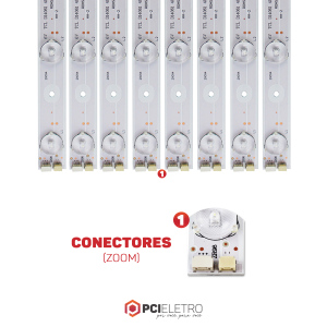95 - KIT 8 BARRAMENTOS LED TV SEMP TOSHIBA DL4061(A)F DL4061 BC-034